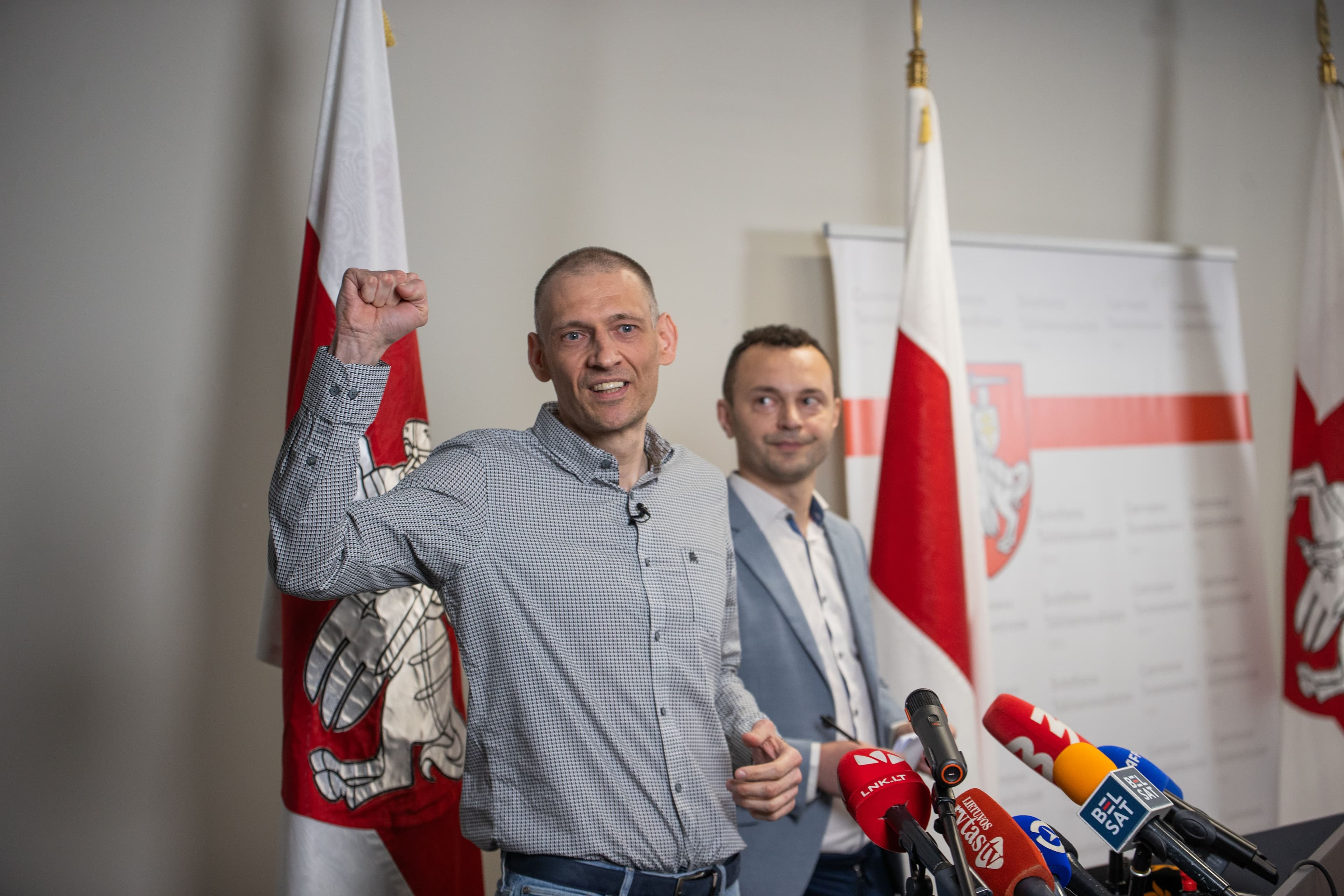 Сергей Тихановский на пресс-конференции. Фото: Офис Светланы Тихановской