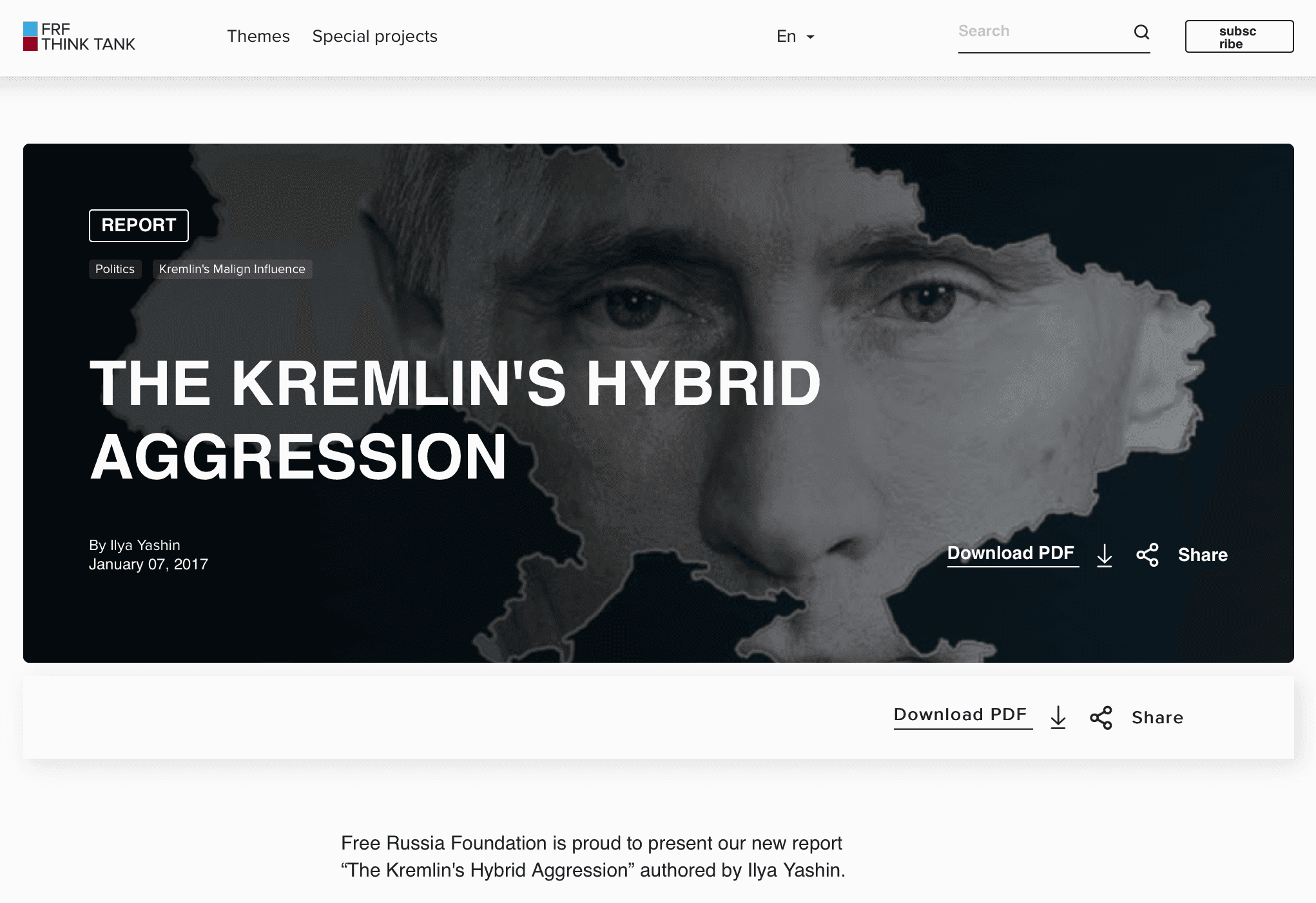 Скриншот: Free Russia Foundation / Официальный сайт