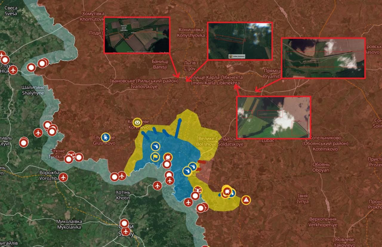 Спутниковый снимок, на котором видны окопы в Курской области