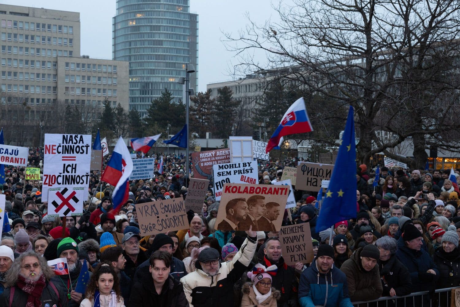 Протестующие в Братиславе. Фото: AA/ABACA / Abaca Press / Forum